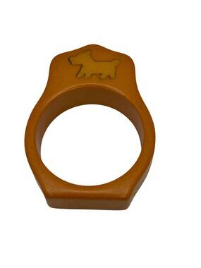 Bakelite Dog Napkin Holder Caramel Yellow Butterscotch Scottie Puppy Vintage